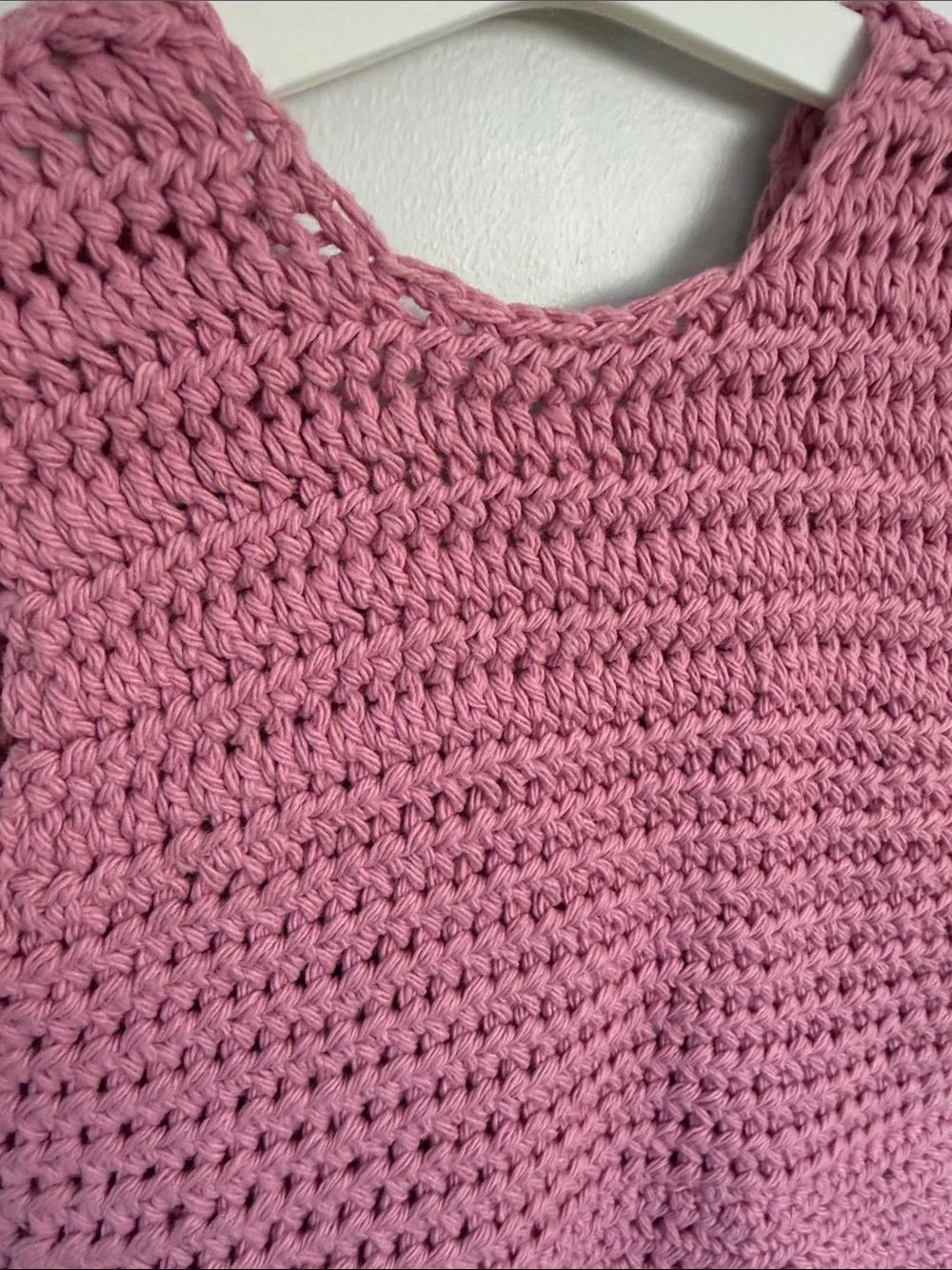 Handmade Crochet Sleeveless Dress in Dusty Rose